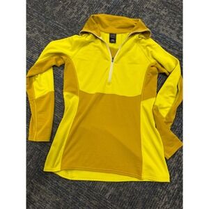 Narragansett Traders Womens Large Yellow Grid Fleece Quarter Zip Pullover Top